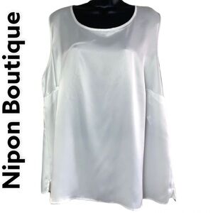 Nipon Boutique ivory satin sleeveless blouse size 3X